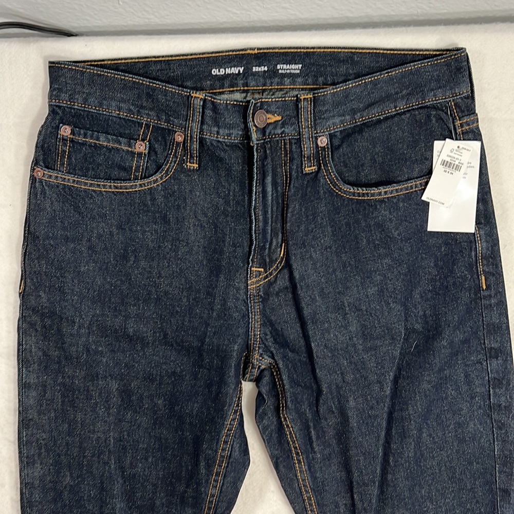 NWT Old Navy Built In Tough Straight Leg Blue Jeans Pants Mens Size 32 X 34 - Picture 2 of 7